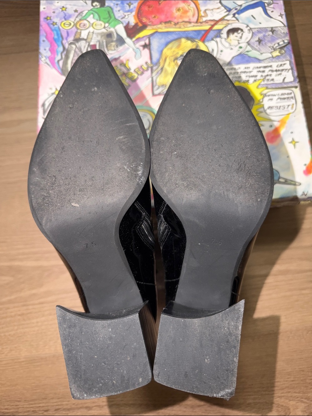 Jeffrey Campbell La Siren Black Patent Pointed Toe Ankle Boots - Picture 6 of 7